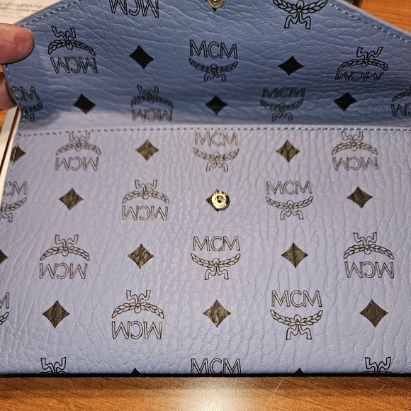 MCM Handbags - MCM Light Blue Leather Clutch